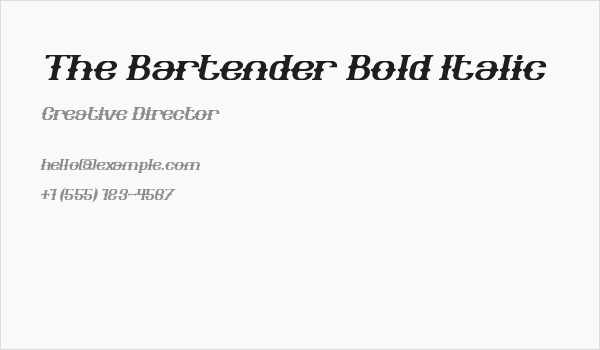 The Bartender Bold Italic Business Card