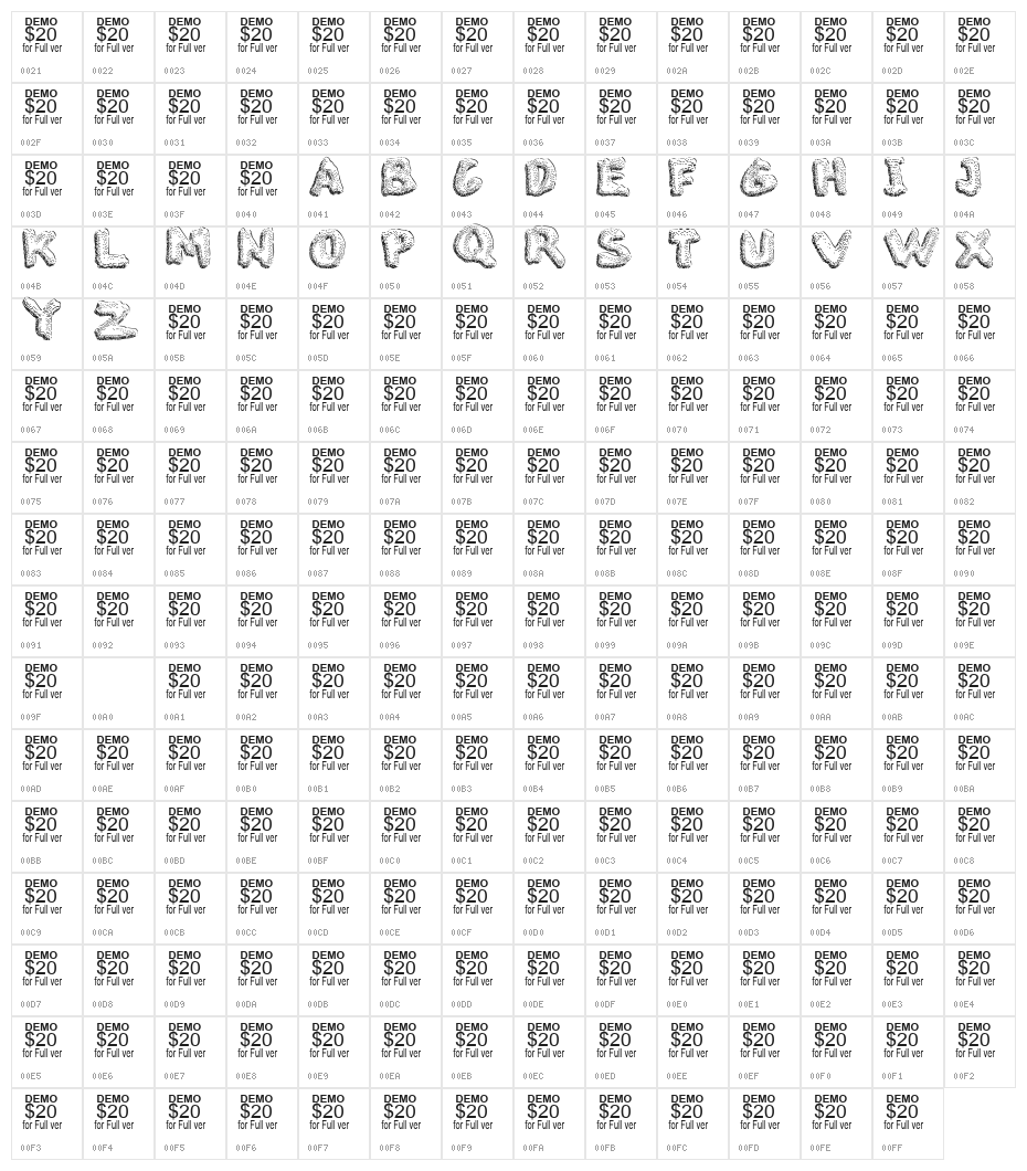 The Blob Demo Character Map