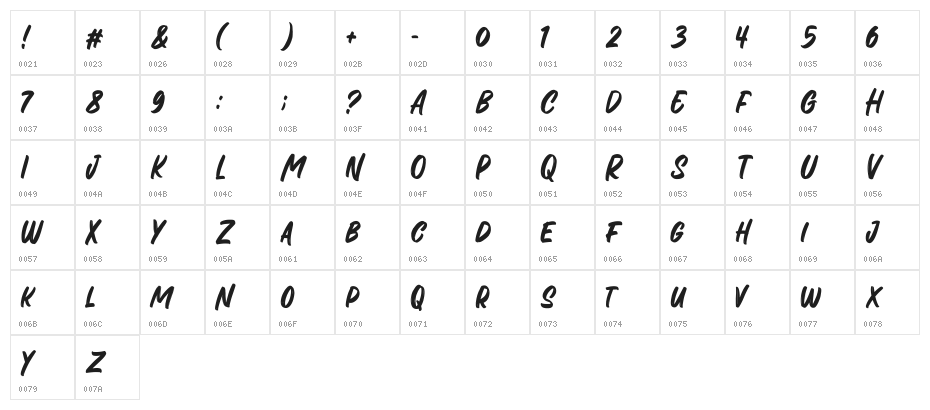 The Brown Fox Regular Character Map