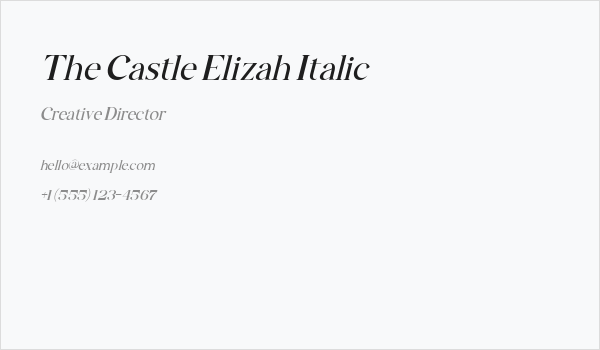 The Castle Elizah Italic Business Card