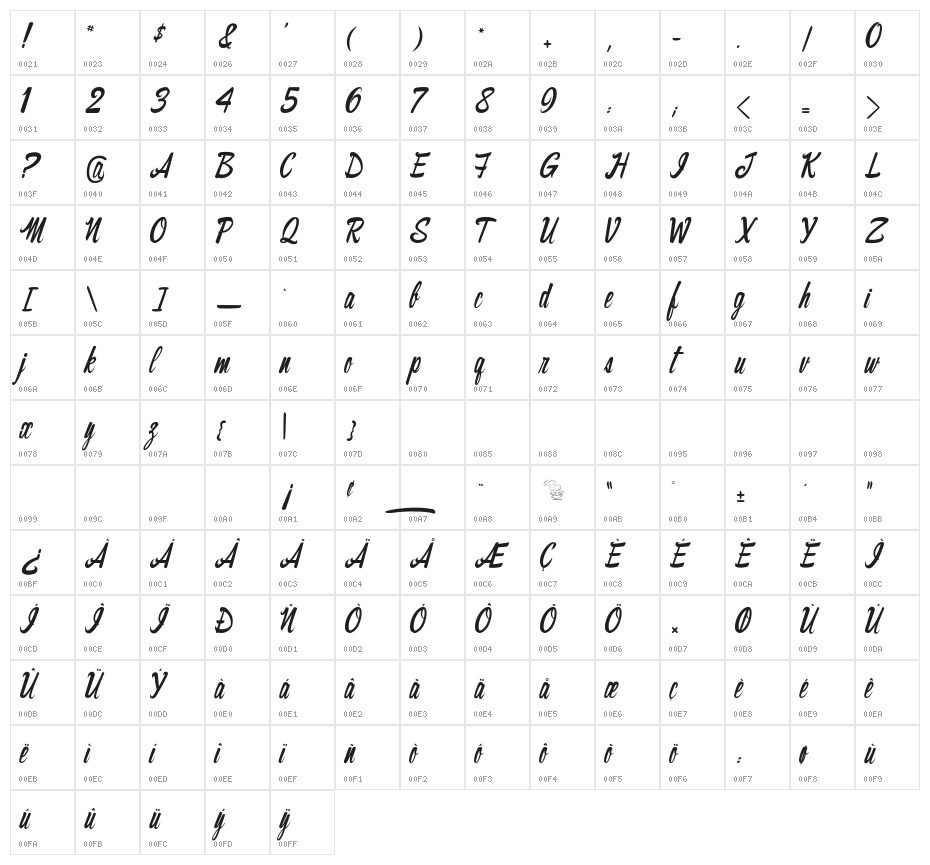 The Cinthia Edito Character Map