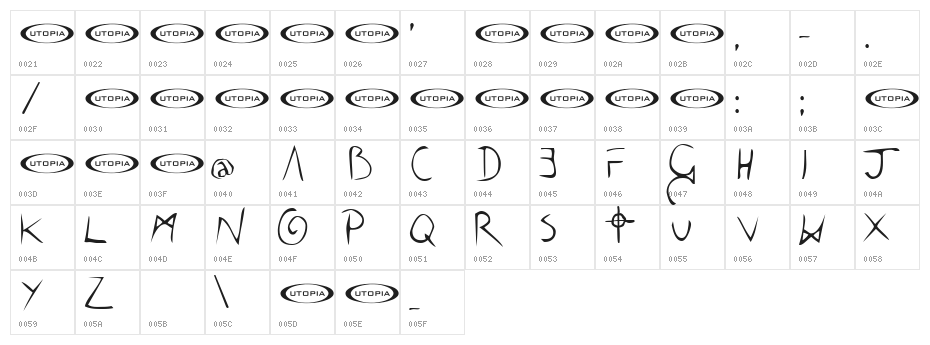 The Cowboy Font Character Map