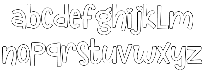 The Crafty ! Outline Font LOWERCASE