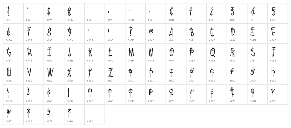 The Crosses We Bear Regular Character Map