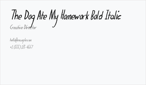 The Dog Ate My Homework Bold Italic Business Card