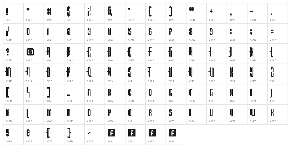 The End Of Days Regular Character Map