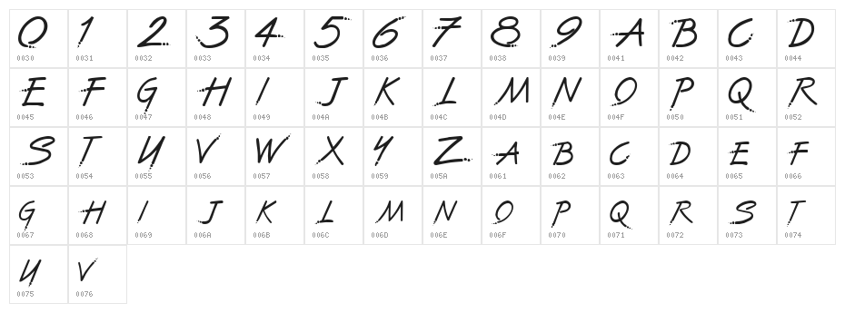 The Font With No Name Character Map