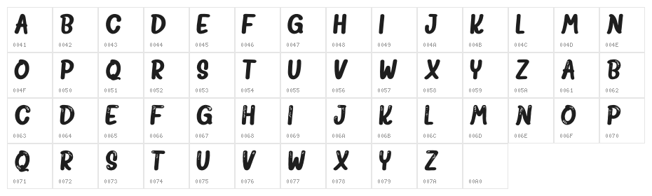 The Fox Tail Sans Character Map