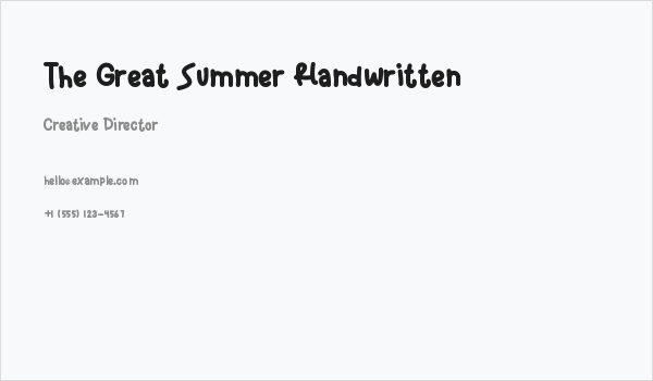 The Great Summer Handwritten Business Card