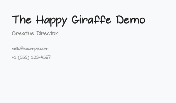 The Happy Giraffe Demo Business Card