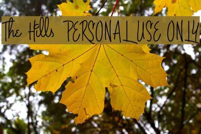 The Hills PERSONAL USE ONLY Font examples