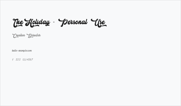 The Holiday - Personal Use Business Card