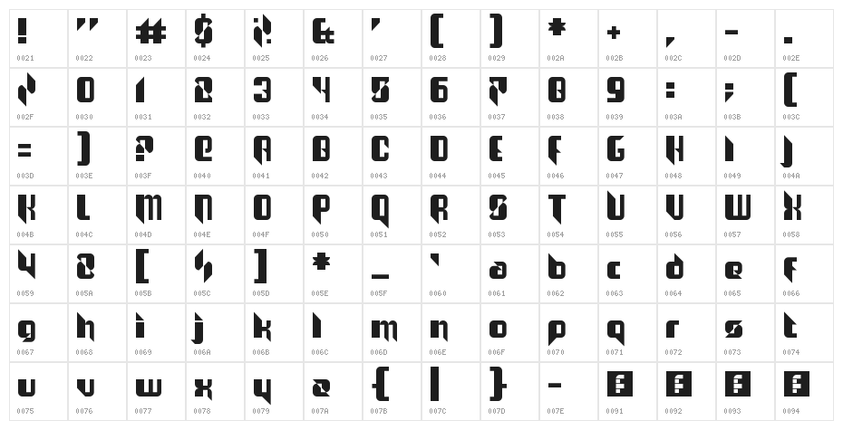 The Joy Facade Regular Character Map