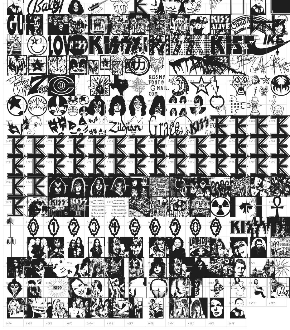 The KISS Font Character Map