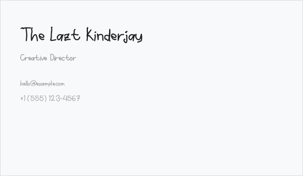 The Lazt Kinderjay Business Card