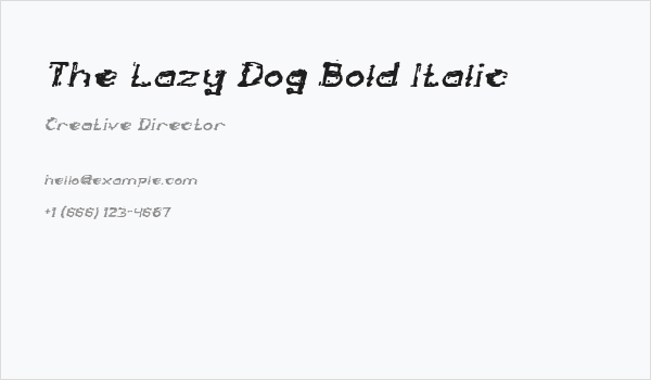 The Lazy Dog Bold Italic Business Card