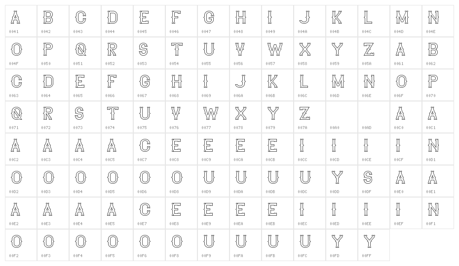 The Lekker DEMO Outline Character Map