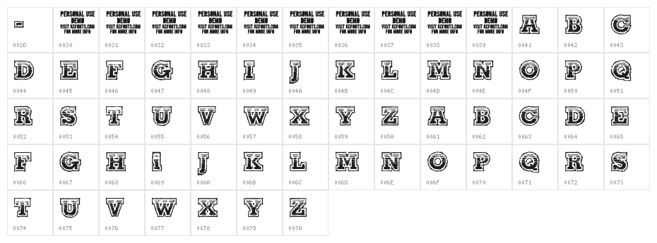 The Line-Up Character Map