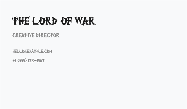 The Lord of War Business Card