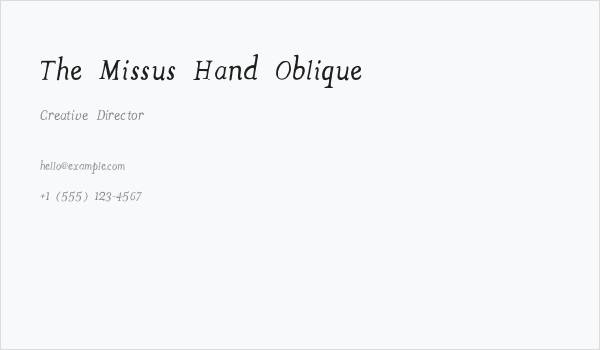 The Missus Hand Oblique Business Card