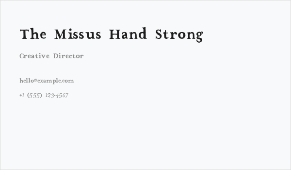 The Missus Hand Strong Business Card