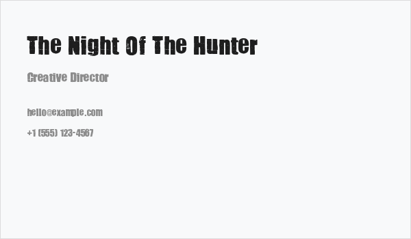 The Night Of The Hunter Business Card