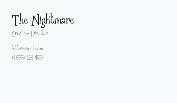 The Nightmare Business Card