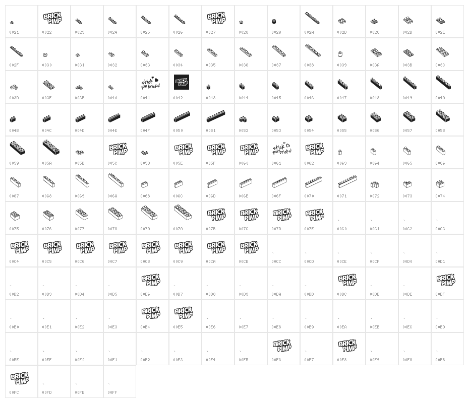 The One & Only BRICK Font b Character Map