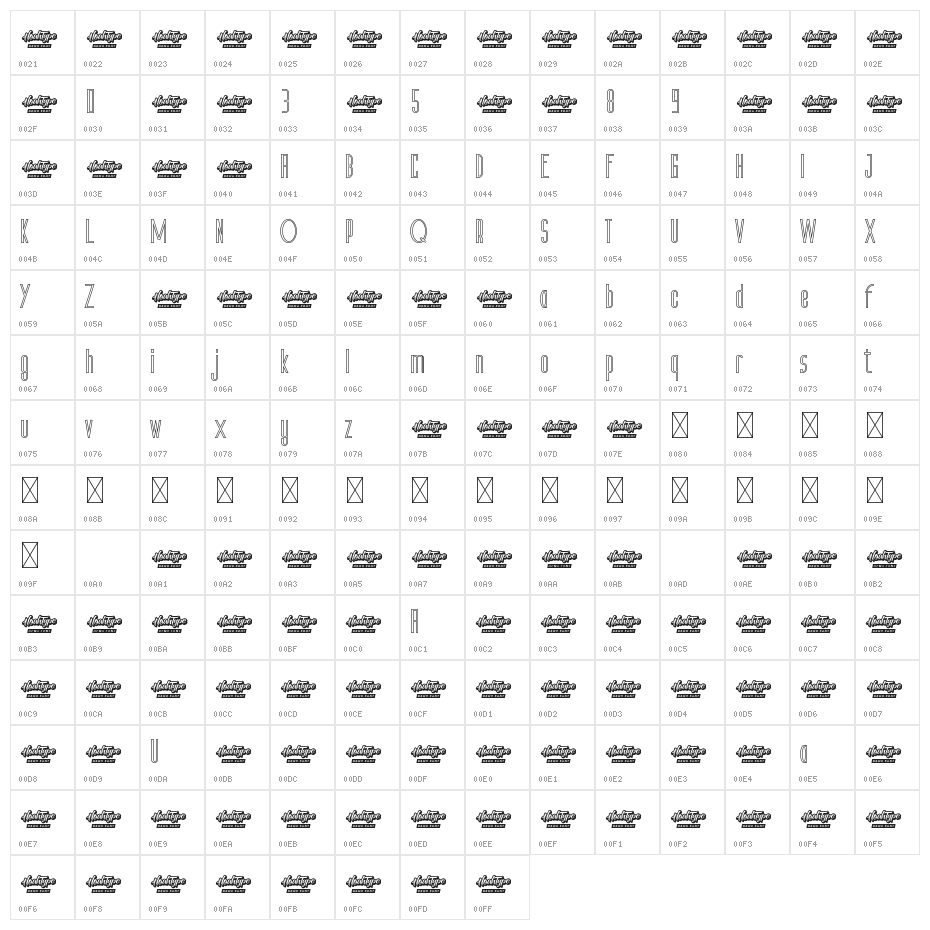 The Orange Demo Outline Character Map