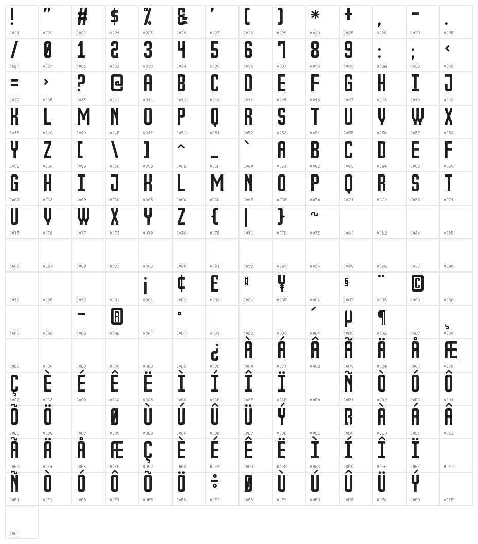The Outbox St Character Map