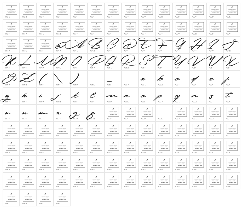 The Portologo Character Map
