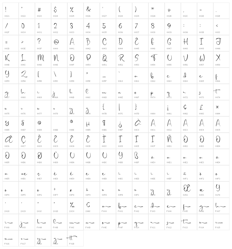 The Procreate Character Map