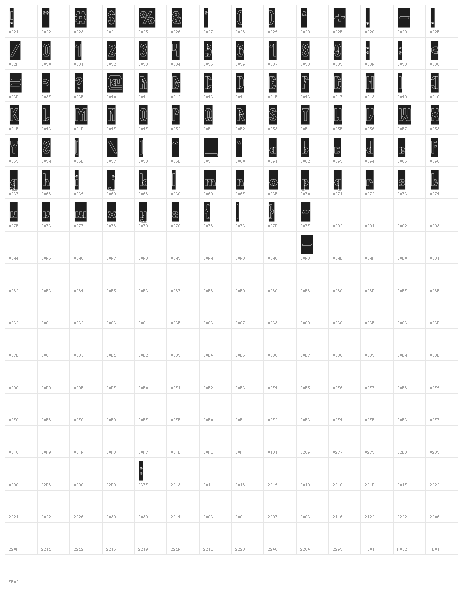 The Quick-Hollow-inverse Character Map
