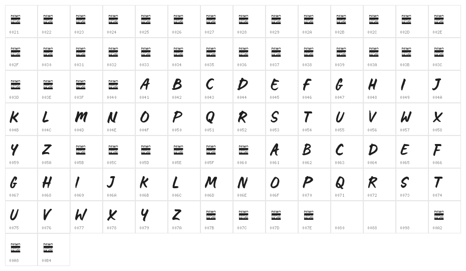 The Real Magazine Demo Character Map