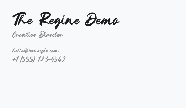 The Regine Demo Business Card