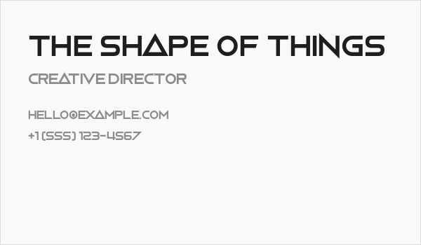 The Shape Of Things Business Card
