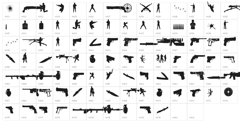 The Shooter Regular Character Map