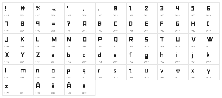 The Slavic Font Regular Character Map