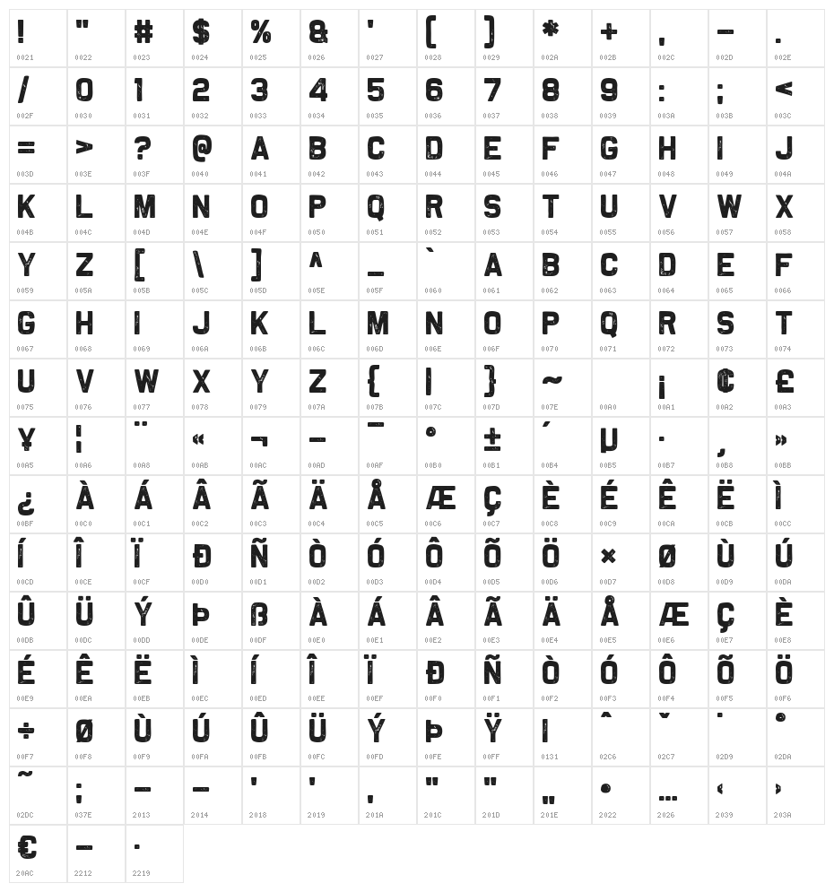 The Slug and Lion Character Map