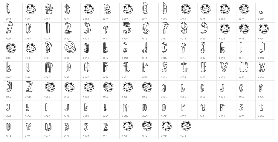 The-Super-Ryal-2015 Character Map