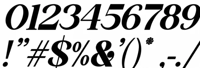 The Thesla Ohago Italic Font OTHER CHARS