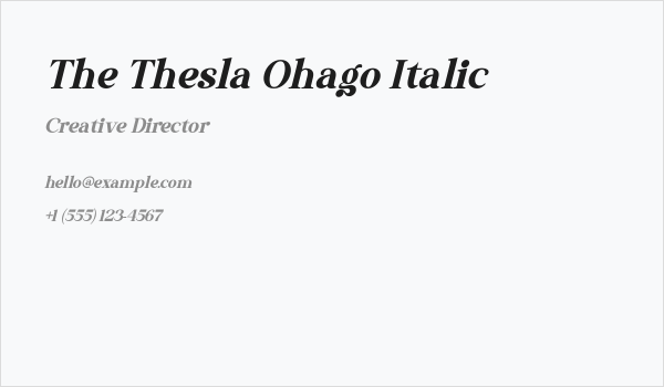 The Thesla Ohago Italic Business Card