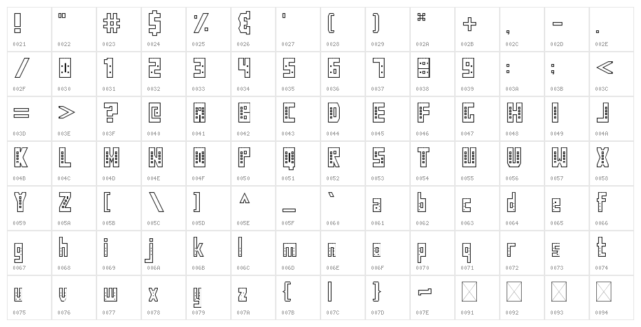The Tower Block Regular Character Map
