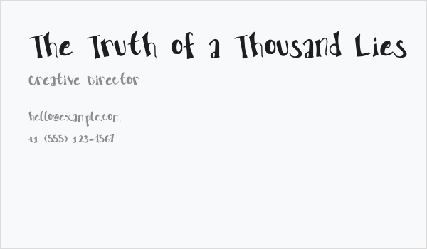 The Truth of a Thousand Lies Business Card