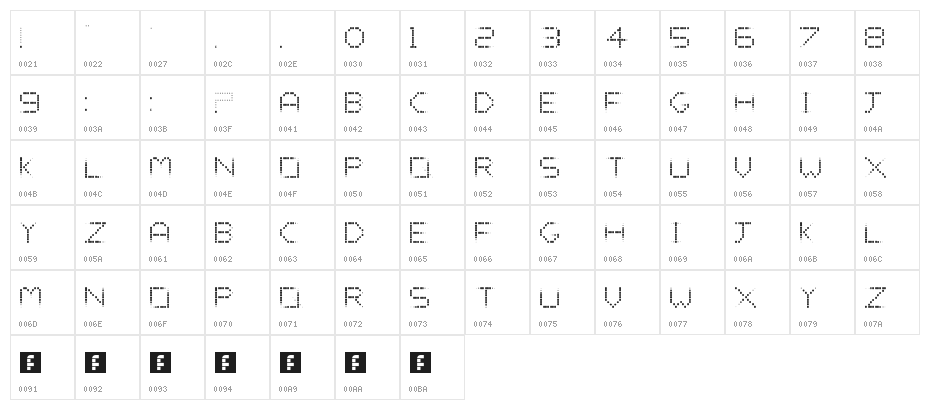 The Vandor Spot Regular Character Map