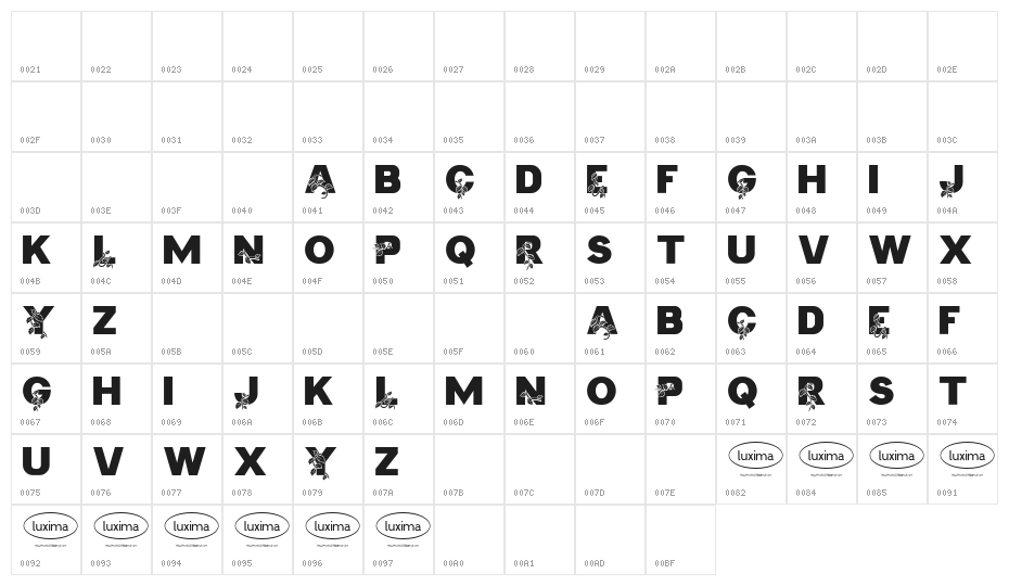 The Vine Character Map