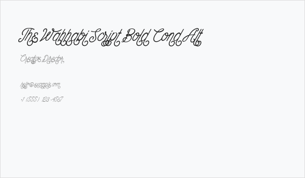 The Wahhabi Script Bold Cond Alt Business Card