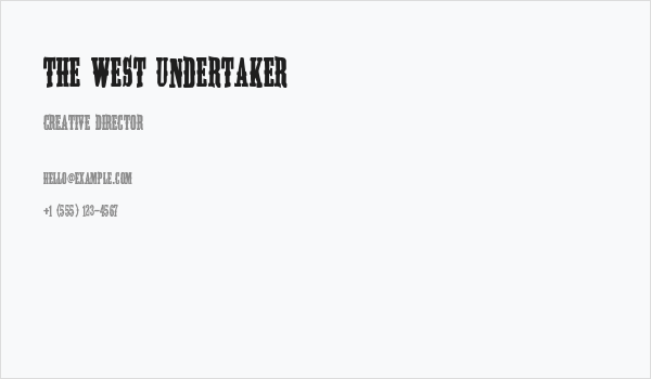 The West Undertaker Business Card