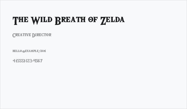 The Wild Breath of Zelda Business Card