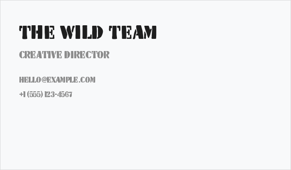The Wild Team Business Card